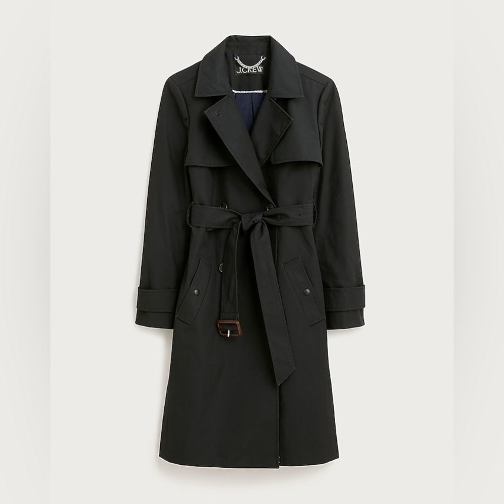J. Crew Icon Trench Coat in Black Size 2 NWT - Picture 5 of 14